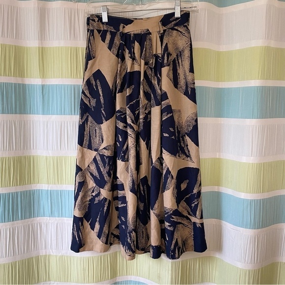 Vintage Hawaiian Skirt Linen Leaf A-Line Full Sz 6P - Picture 5 of 10